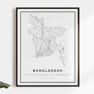 Kaartposter van Bangladesh, landwegenkaart kunst aan de muur, landcadeaus, landposter, C14-11