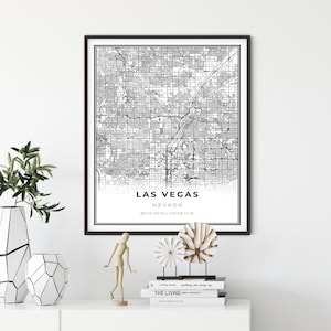 Las Vegas Kaart Print, Nevada NV USA Kaart Art Poster, The Strip, City Street Road Map Wall Decor, kerstcadeau, cadeau-ideeën, NM357