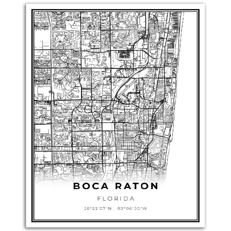 Boca Raton Map Art Print: Florida City Street Map Poster - Etsy
