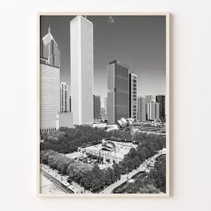 Chicago Wall Art, zwart-wit millenniumprint, Chicago poster, Chicago Photo, Chicago Decor, Illinois Art, VS, C19-559