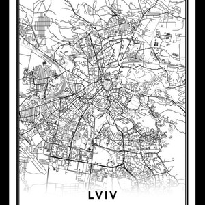 Lviv Map Print, Ukraine Map Art Poster, City Map Wall Art, Bedroom ...