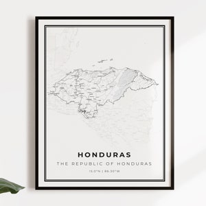 Honduras Map Poster Print: Country Road Wall Art