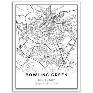 Bowling Green Map Print, Kentucky KY USA Map Art Poster, City Street ...