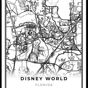 Disney World Map Print, Florida FL USA Map Art Poster, Kissimmee City ...