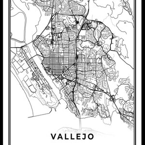 Vallejo Map Print California CA USA Map Art Poster City - Etsy