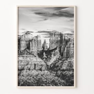 Arizona Landscape Print: Black and White Desert Wall Art