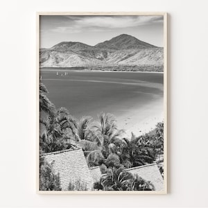 Queensland Australia Print: Black and White Coastal Wall Art