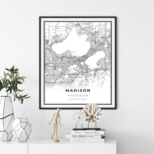 Madison City Map Map of Madison Home Town Map City Map Etsy