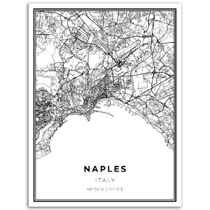 Naples Map Print, Italy Napoli Italia, Map Art Poster, City Street Road ...