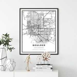 Boulder Map Print, Colorado CO Map Art Poster, USA Map Art, City Street Road Map Wall Decor, geboortestad kaart, cadeau ideeën huis, NM359
