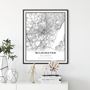 Impresión de mapas de Wilmington, cartel artístico de mapas de Delaware DE USA, decoración de pared del mapa de carreteras de City Street, regalo de oficina para jefe, regalo para amigos, NM66