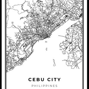 Cebu City Map Print, Philippines Map Art Poster, City Map Wall Art ...
