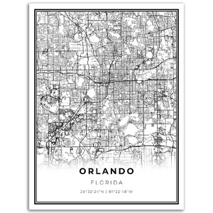 Orlando Map Print, Florida FL USA Map Art Poster, City Street Road Map ...