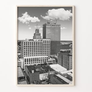 Winston-Salem Skyline Print: North Carolina Black and White Photo