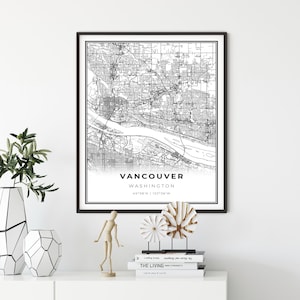 Vancouver Washington Map Print, WA USA Map Art Poster, City Street Road Map Wall Decor, kantoorcadeau, cadeauverjaardag, NM388