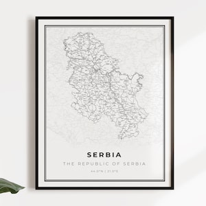 Serbia map poster print, country street road map wall art, country gifts, country poster, C14-109