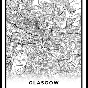 Glasgow Map Print, Scozia Regno Unito Regno Unito Mappa Art Poster, City street road map wall art, poster della città natale, NM770 immagine 9