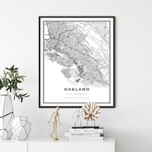 Oakland kaart print, Californië CA USA kaart art poster, City Street wegenkaart muur decor, kantoor muur wordt afgedrukt, cadeau voor baas, NM186