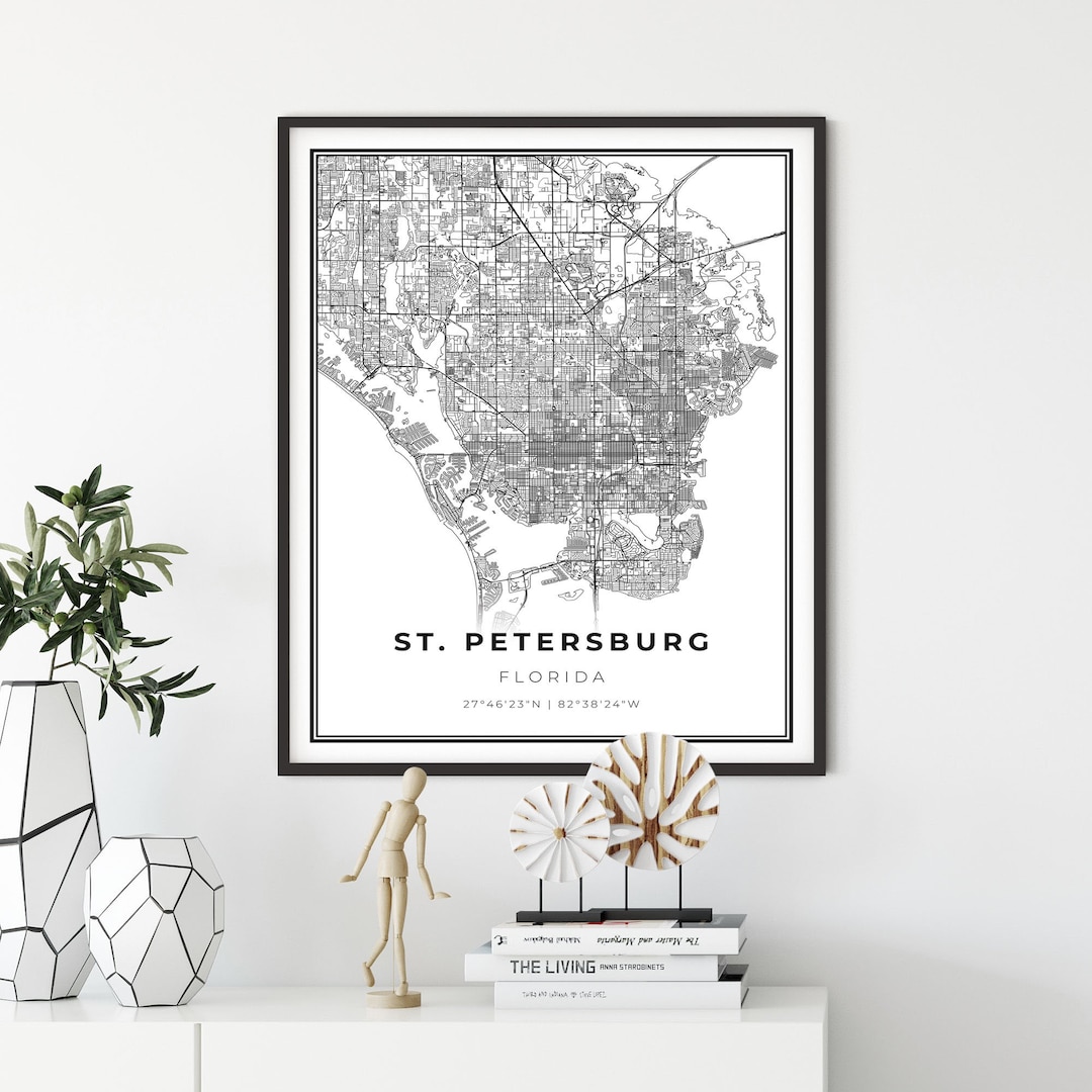St. Petersburg Map Print, Florida FL USA Map Art Poster, City Street