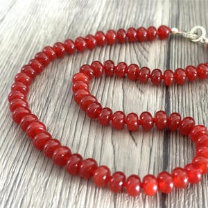 Red Agate Gemstone Necklace: Hand Knotted Silk Choker
