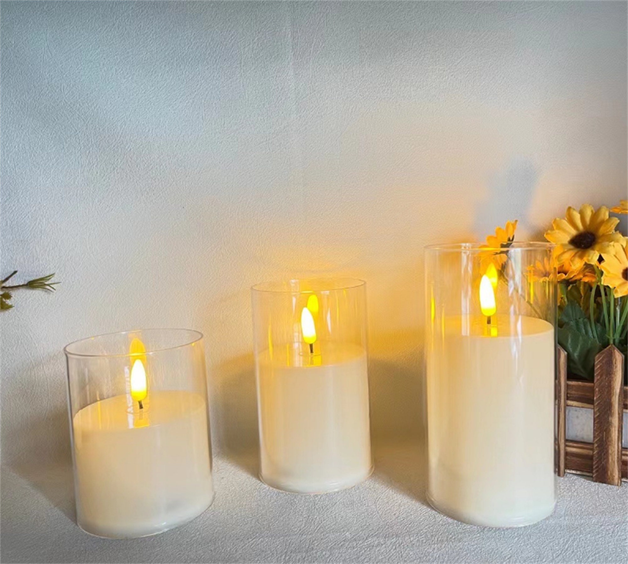 3pcs Glass Flameless Led Candleled Candles for Party Etsy Australia