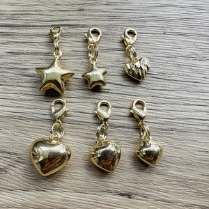 Gold Heart Clip-On Charm: 14k Style Lobster Clasp