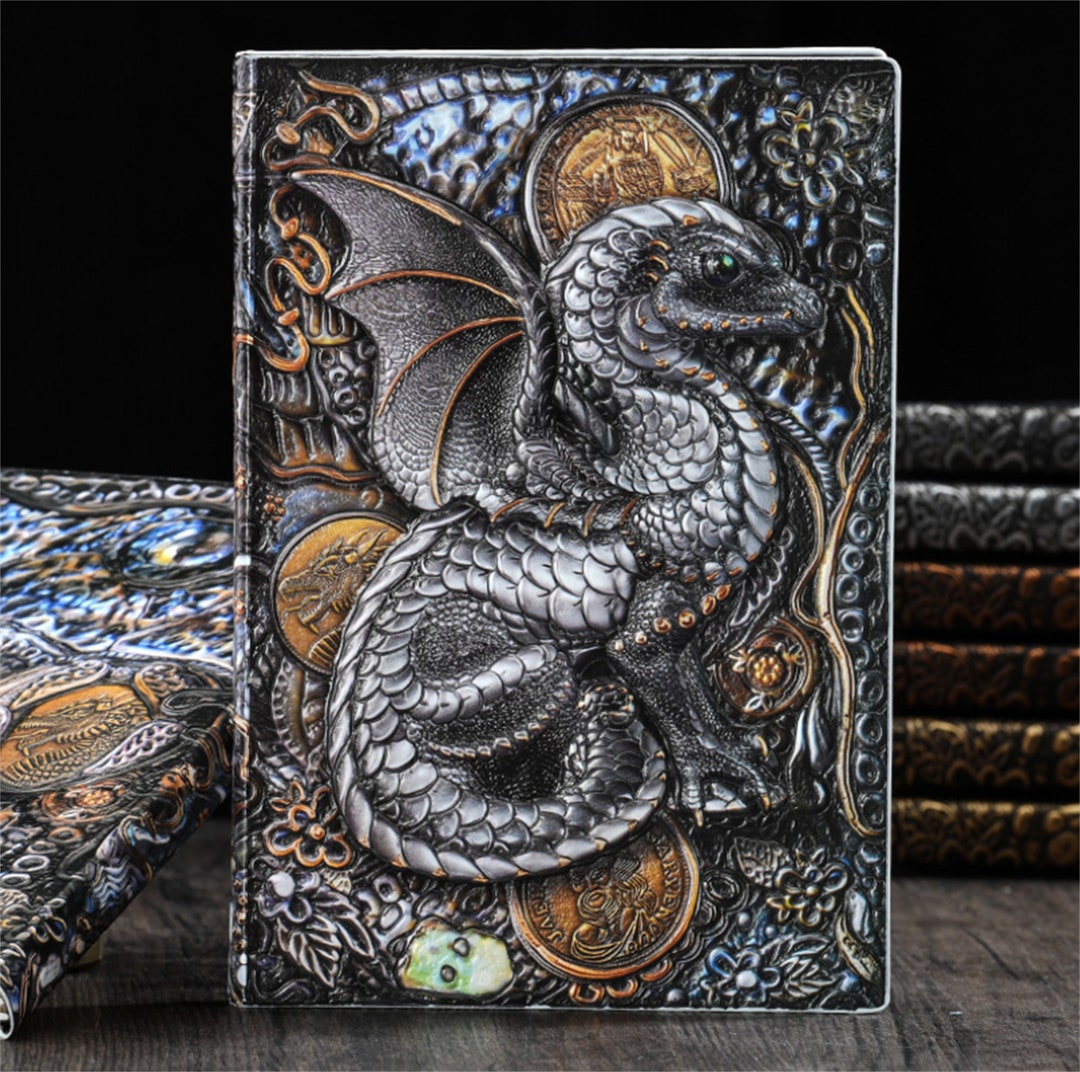 Dinosaur Relief Art Leather Notebookvintage Embossed Journal Etsy