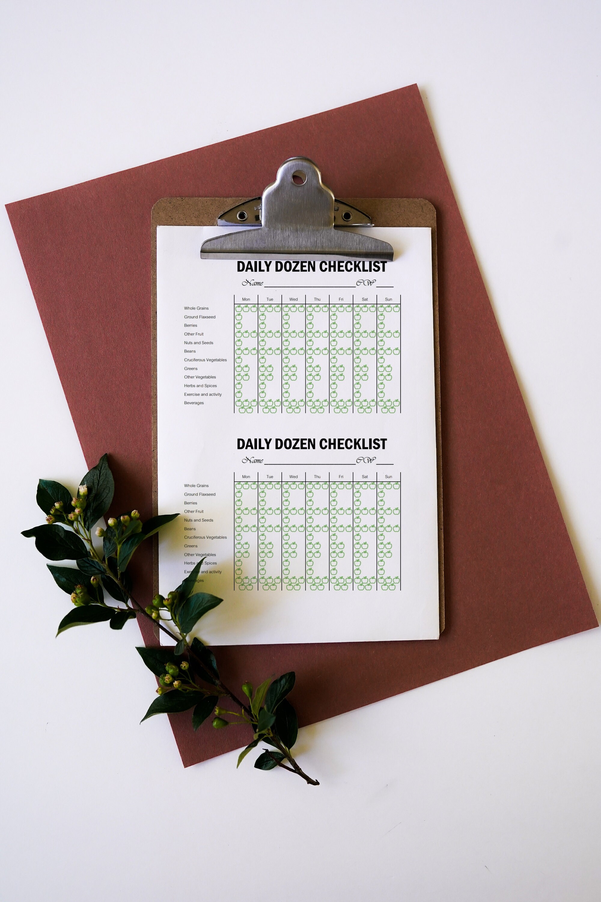 Daily Dozen: Your Weekly Checklist and Portion Guides for a - Etsy