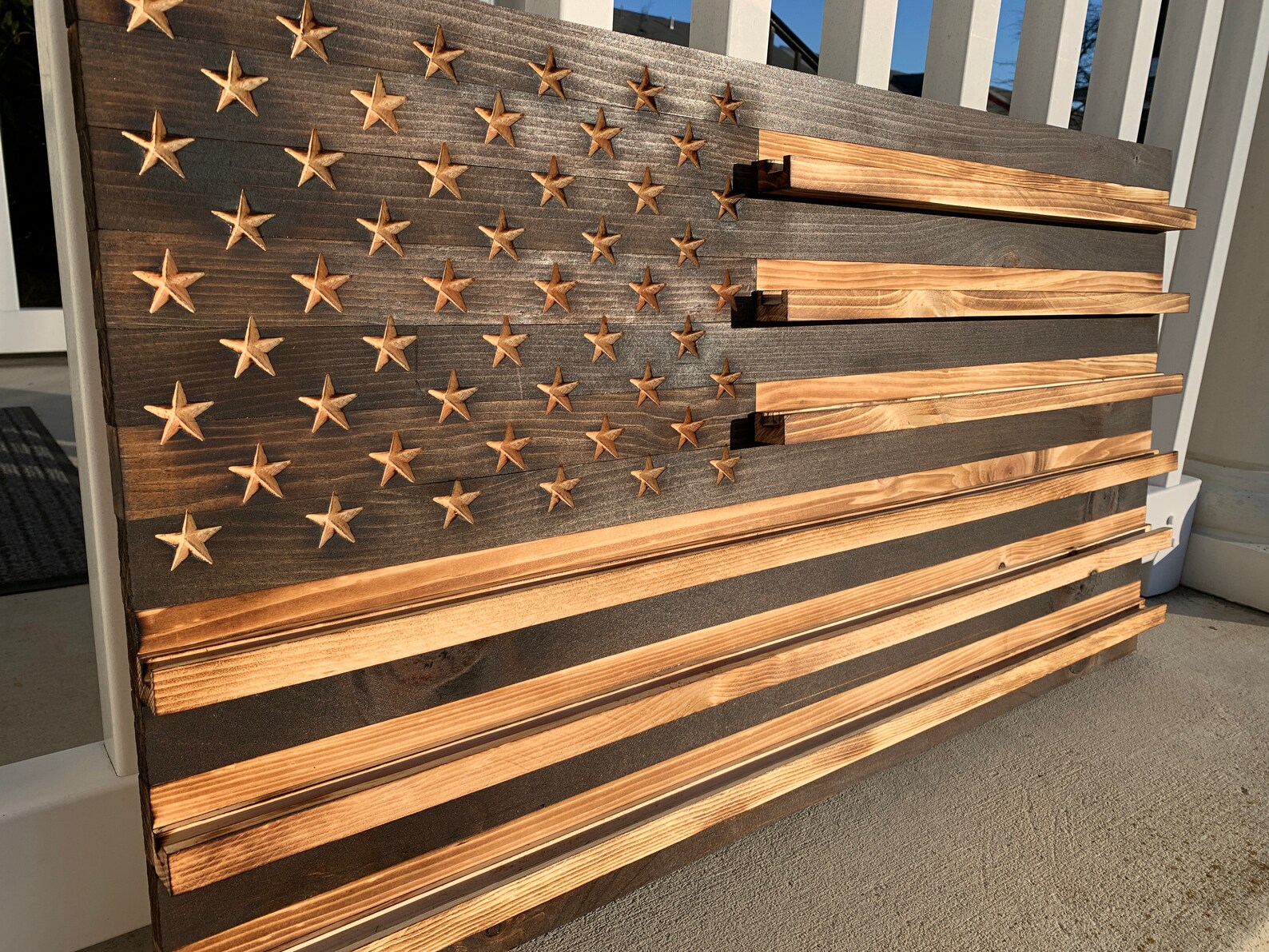 American Flag Challenge Coin Holder burnt & Stained Etsy