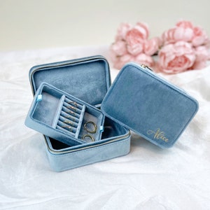 Personalisierte Samt Reise Schmuckbox: Goldfolie Hardware Bild 6