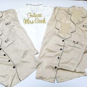 Personalised Bridesmaids matching Satin Pyjamas Set | Birthday Gift Pyjamas | Wedding Pyjamas | Bridal shower pyjamas | Bridesmaids gift