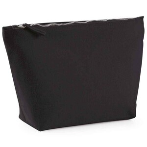 May include: A black zippered pouch made of a soft, textured fabric. The pouch is ideal for storing small items like makeup, toiletries, or electronics.