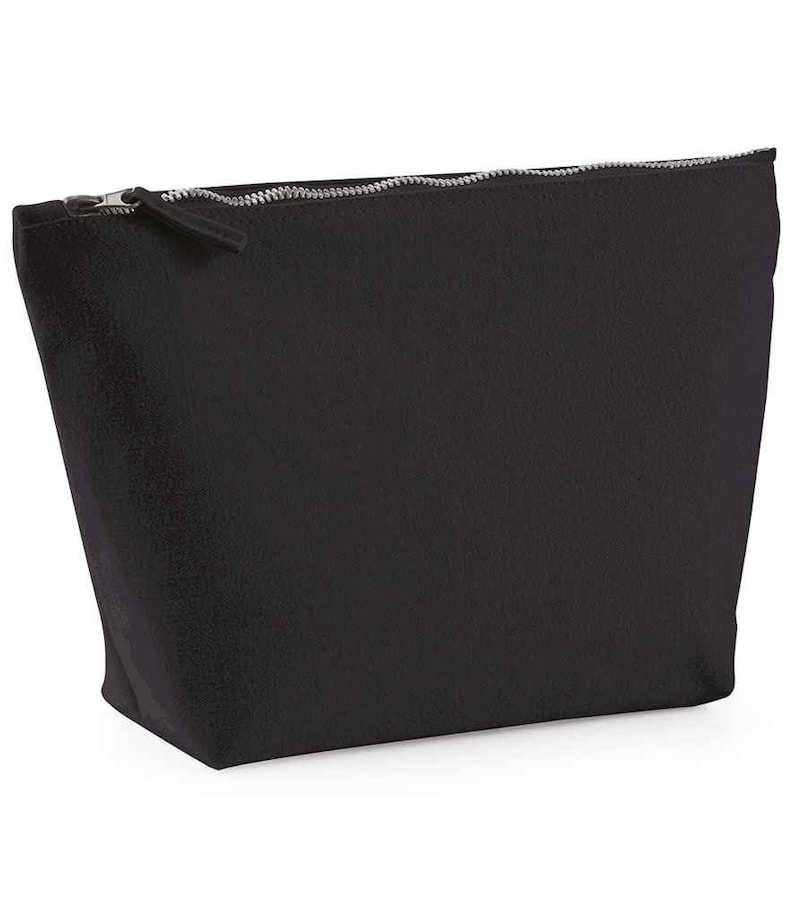 May include: A black zippered pouch made of a soft, textured fabric. The pouch is ideal for storing small items like makeup, toiletries, or electronics.