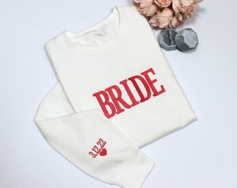Personalized Bride Sweatshirt with Embroidered Sleeve