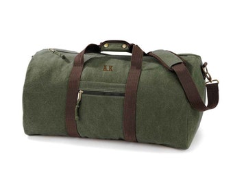 Sac polochon personnalisé pour homme, fourre-tout en toile vintage personnalisé pour homme, sac de week-end, bagage personnalisé. Cadeau de fête des pères, cadeau pour lui