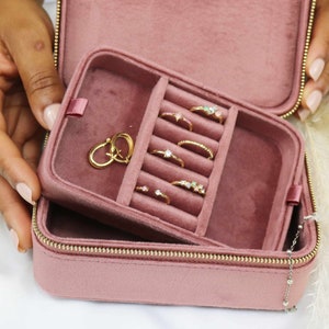 Personalisierte Samt Reise Schmuckbox: Goldfolie Hardware Bild 7