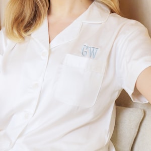 Personalised Wedding Pyjamas, Wedding Keepsake Pyjamas, Wedding Morning Pyjamas, Honeymoon Pjs, Custom White Bride Pjs, Satin Shorts Pjs
