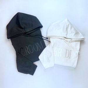 Personalised Bride & Groom Hoodie|Embroidered Bride and Groom Hoodie | Bride and Groom Sweater | Stag Do Top | Hen Night Hoodie | Mr and Mrs