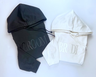 Personalised Bride & Groom Hoodie|Embroidered Bride and Groom Hoodie | Bride and Groom Sweater | Stag Do Top | Hen Night Hoodie | Mr and Mrs