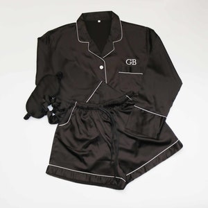 Personalised Embroidered Satin pyjamas Gift Set, Bridesmaids Gift Set