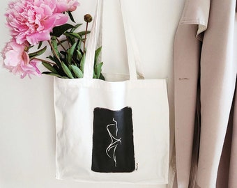 Line Art Print Tote Bag: 100% Cotton Canvas