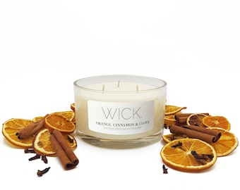 高級ハンドメイド冬用ボタニカルクリスマスキャンドル オレンジ