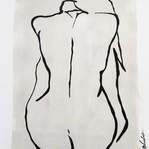 Femme / Stampa artistica della linea femminile in edizione limitata numerata e firmata a mano del mio dipinto originale a guazzo Femme / Dimensioni: A4, A3, A2 immagine 3