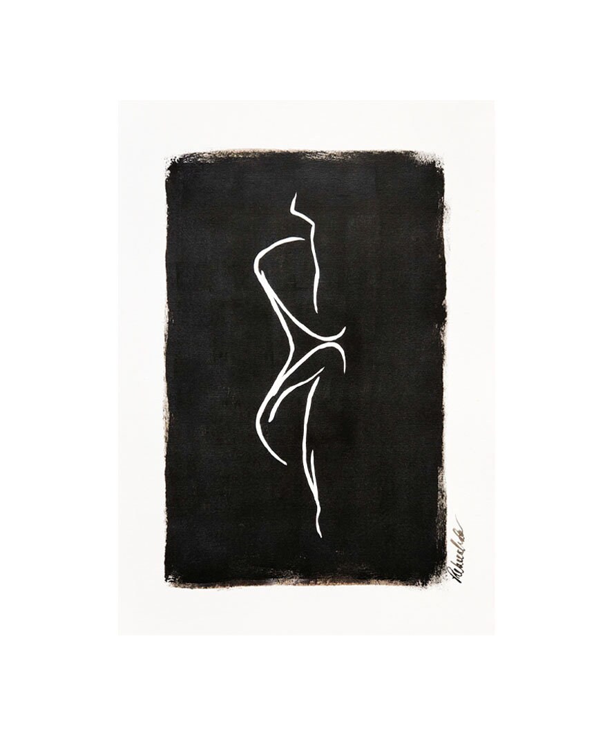 Female Form Line Art Print: Hand-signed Gouache Painting - Etsy