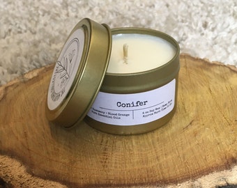 Conifer Soy Candle Tin | Pine | Rosemary | Blood Orange | The Wildflower Collective | Essential Oil Candles | Aromatherapy | Holiday Gifts