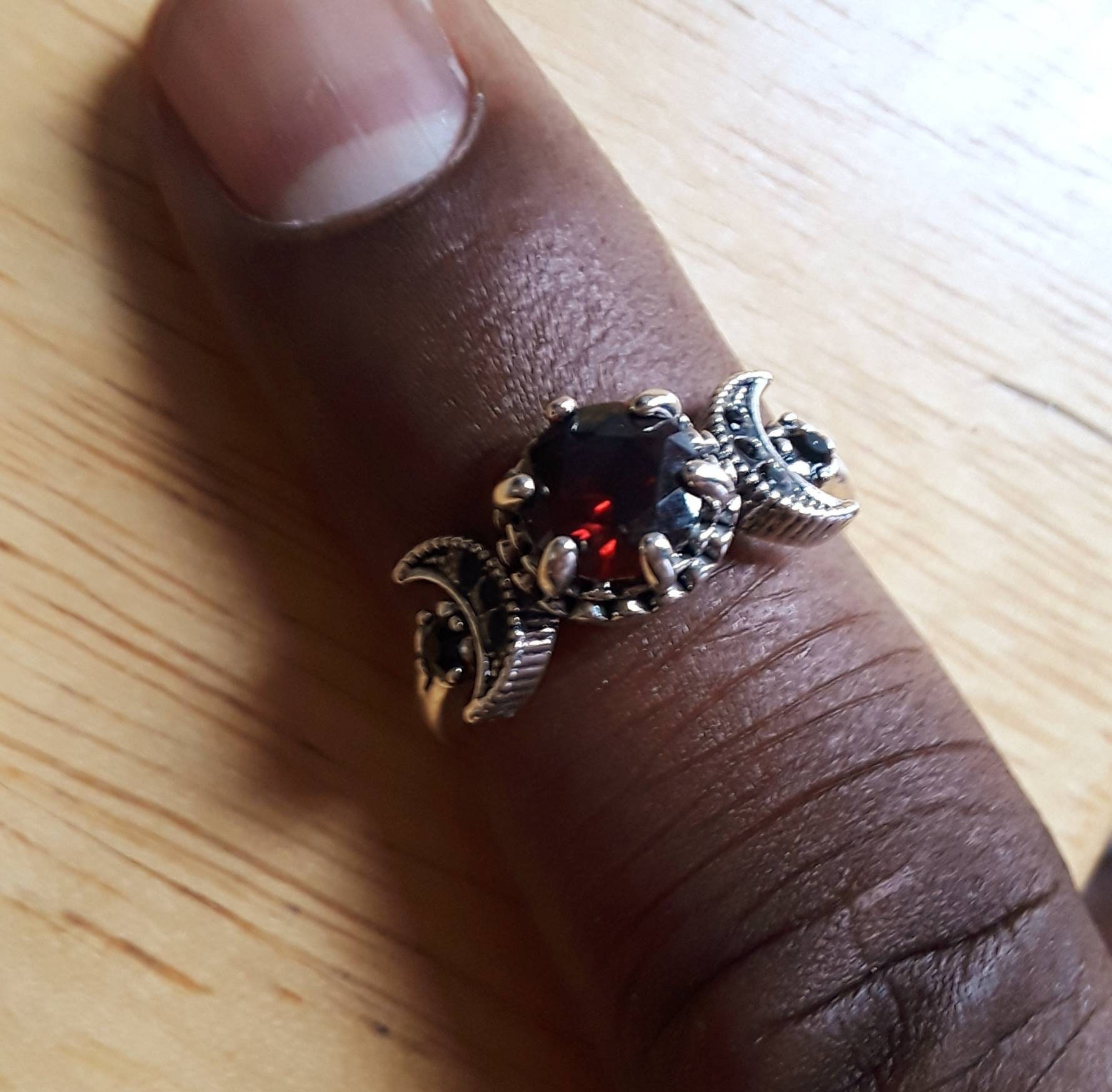 Triple goddess moon ring