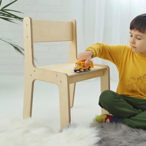 Wooden baby chair with name Personalized chair for kids Toddler chair Montessori furniture chair