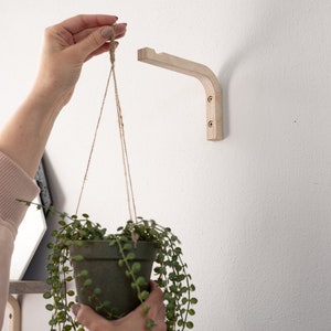 Für den Innenbereich, minimalistischer Wandhaken aus Holz für Pflanzgefäß, Pflanzenliebhaber Zubehör für die Wand