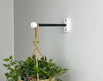 Houten en metalen plantenhangerhaak, binnenmuurdecoratie (10 inch)