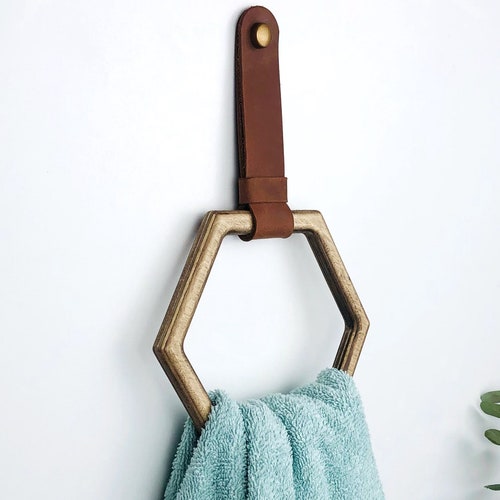 Hexagon Towel Ring for Bathroom Wooden Hand Towel Holder Etsy